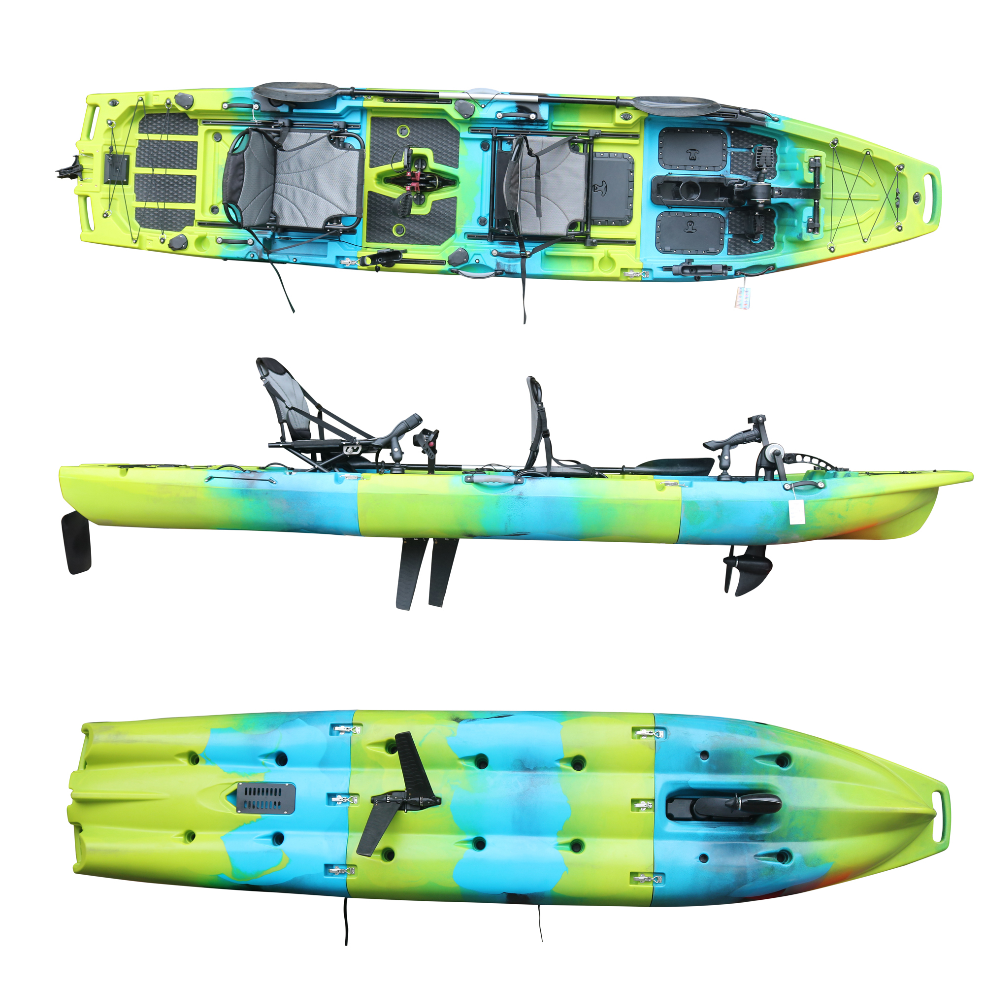 Caiac 3 sectiuni pliabil pentru pescuit si turism cu pedale duble – CROON 2 436 cm 300 kg5