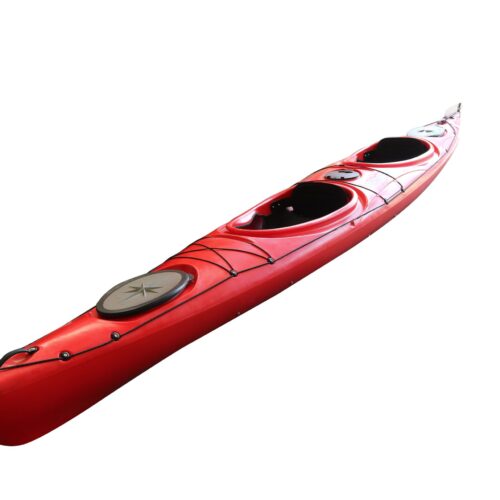 Caiac-canoe dublu cu volan – 2 locuri, model stabil pentru drumetii si pescuit, 525 cm