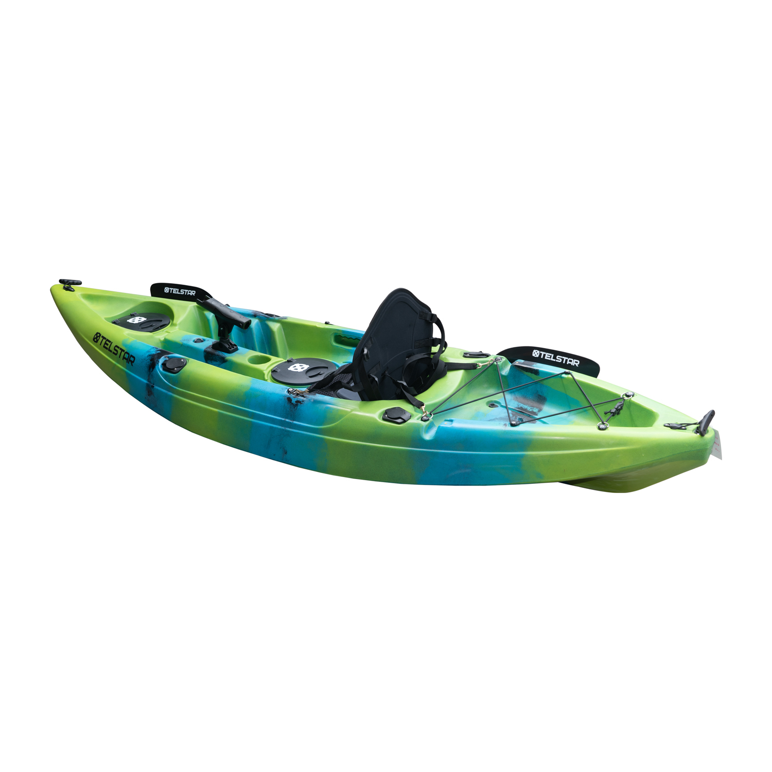 Caiac monoloc pentru pescuit si turism 295 cm cu vasla scaun si suport pentru undite3