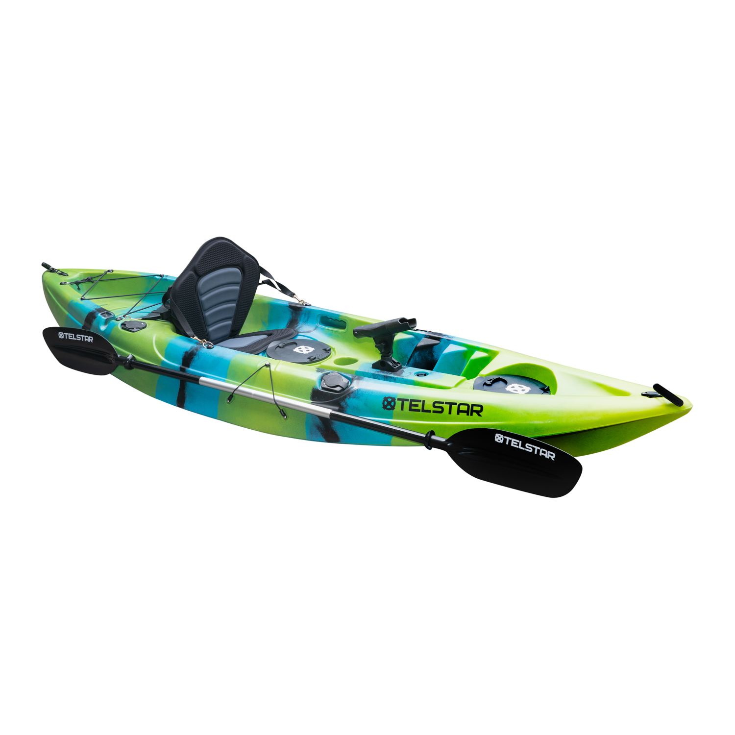 Caiac monoloc pentru pescuit si turism 295 cm cu vasla scaun si suport pentru undite5
