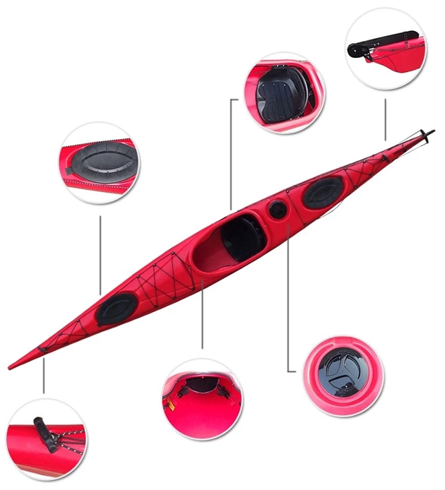 Caiac sport turistic cu un loc – 505 cm cu carma si pedale reglabile