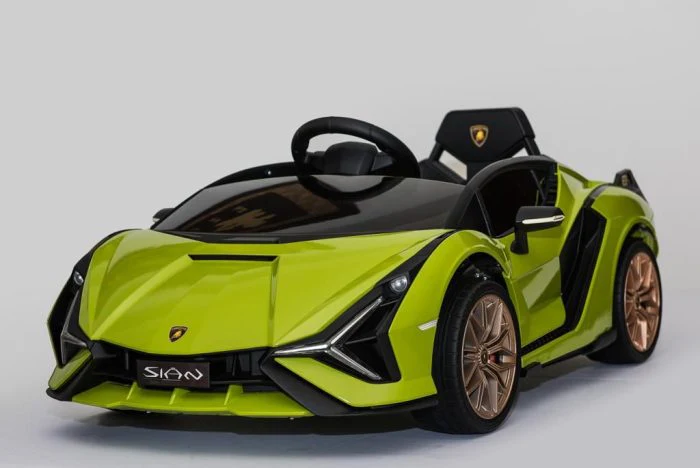 Masinuta Lamborghini Sian – 12V, scaun piele, roti EVA, Bluetooth, telecomanda, electrica copii - imagine 2