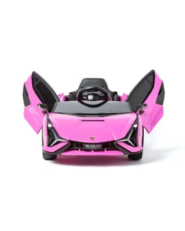 Masinuta Lamborghini Sian – 12V, scaun piele, roti EVA, Bluetooth, telecomanda, electrica copii - imagine 5