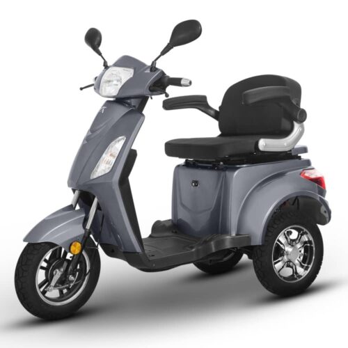 Triciclu Electric gri, 1000W, autonomie 50 km, Fara Permis